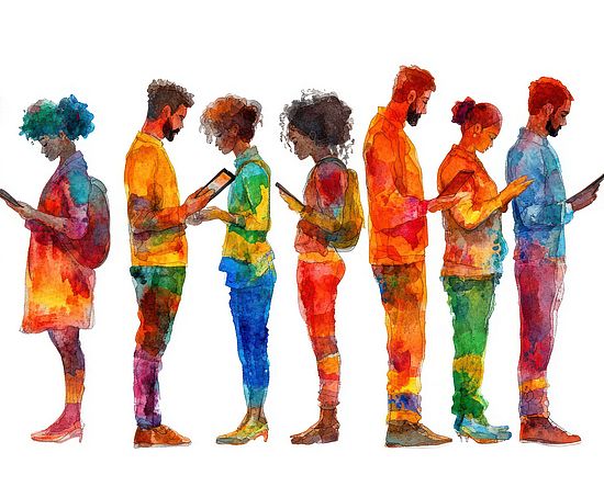 [Translate to English:] youths with smartphones