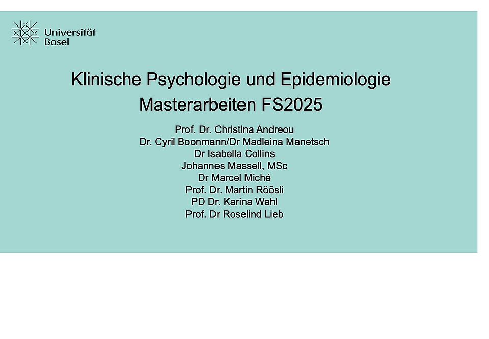 Klinische Psychologie und Epidemiologie Masterarbeiten FS 25