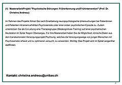 Masterarbeit/Projekt "Psychotische Störungen: Früherkennung und Frühintervention" (Prof. Dr. Christina Andreou)
